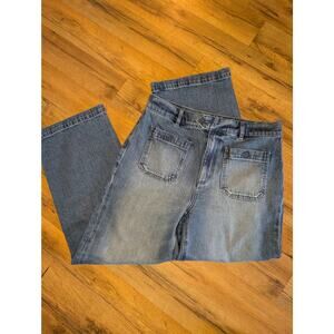 LOFT Women Jeans, The Wide Leg Medium Wash Sailor Pocket Wide Leg Jeans, Sz 28/6